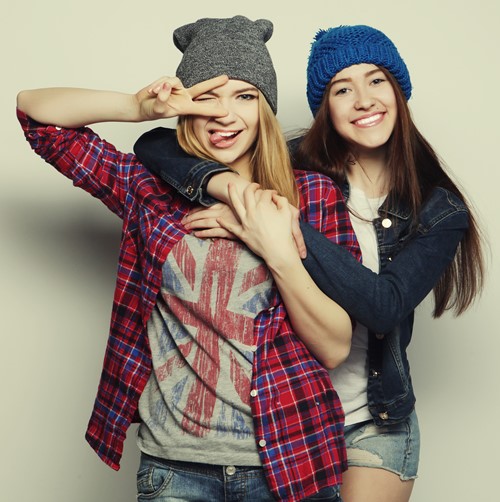Two Girls In Beanies