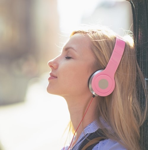 184370831 Girl Headphones Listening To Music UMBRACO SIZED